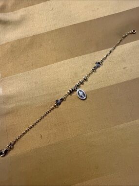Delicate sterling Silver miraculous metal Religious Charm Bracelet